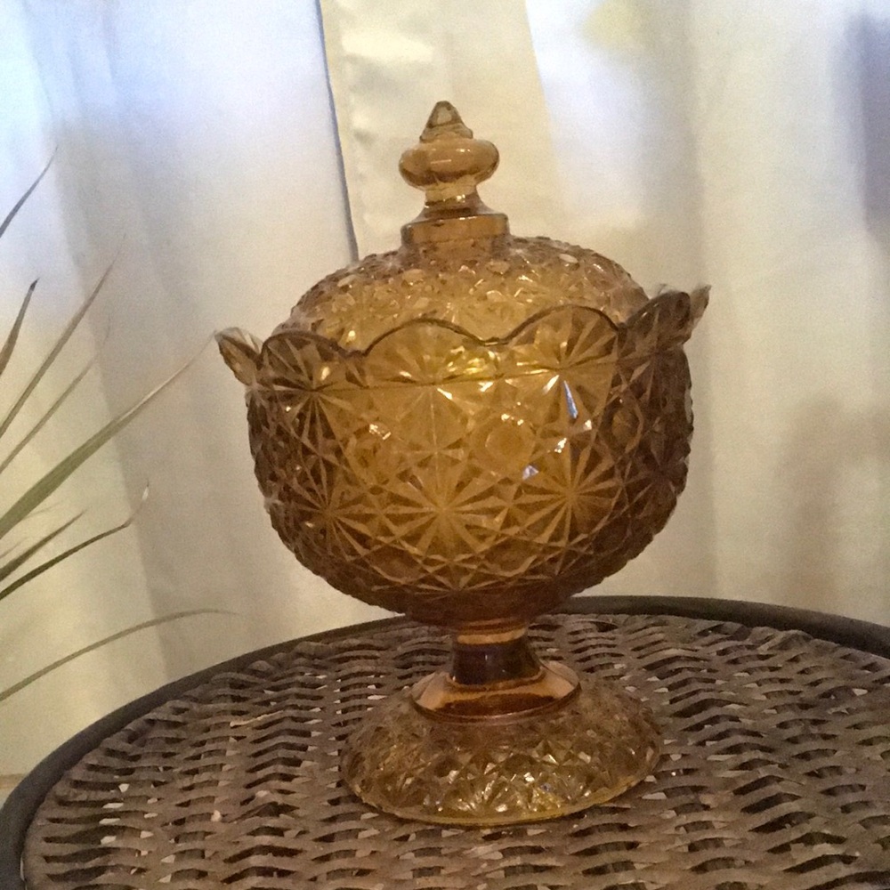 Vintage Fenton Amber Candy Dish